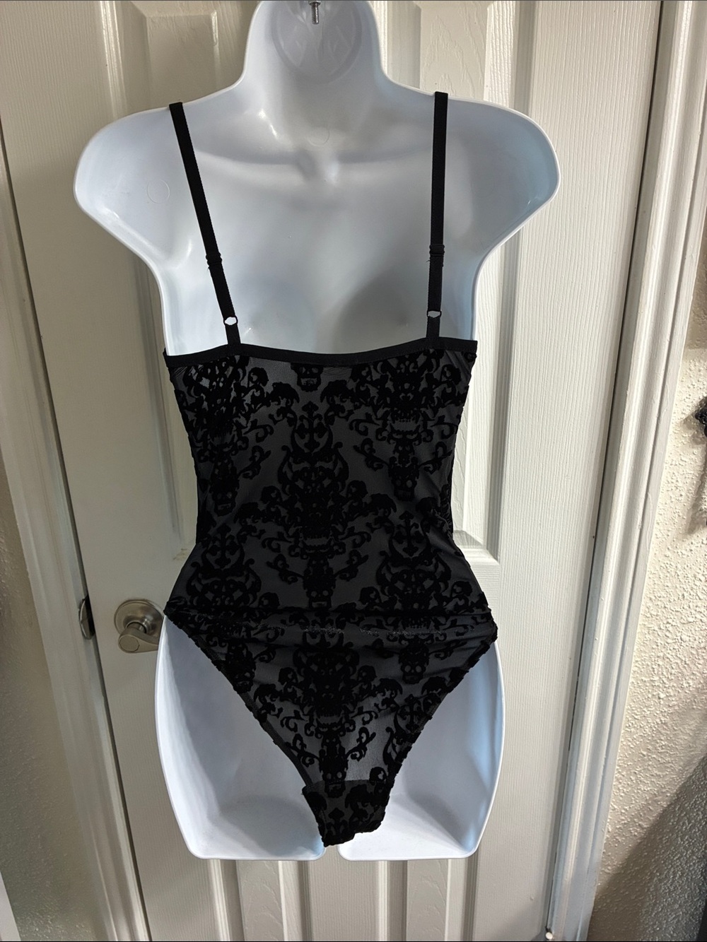 Killstar Daemonic Forces Black Velvet Burnout V-Neck Bodysuit - Picture 4 of 4